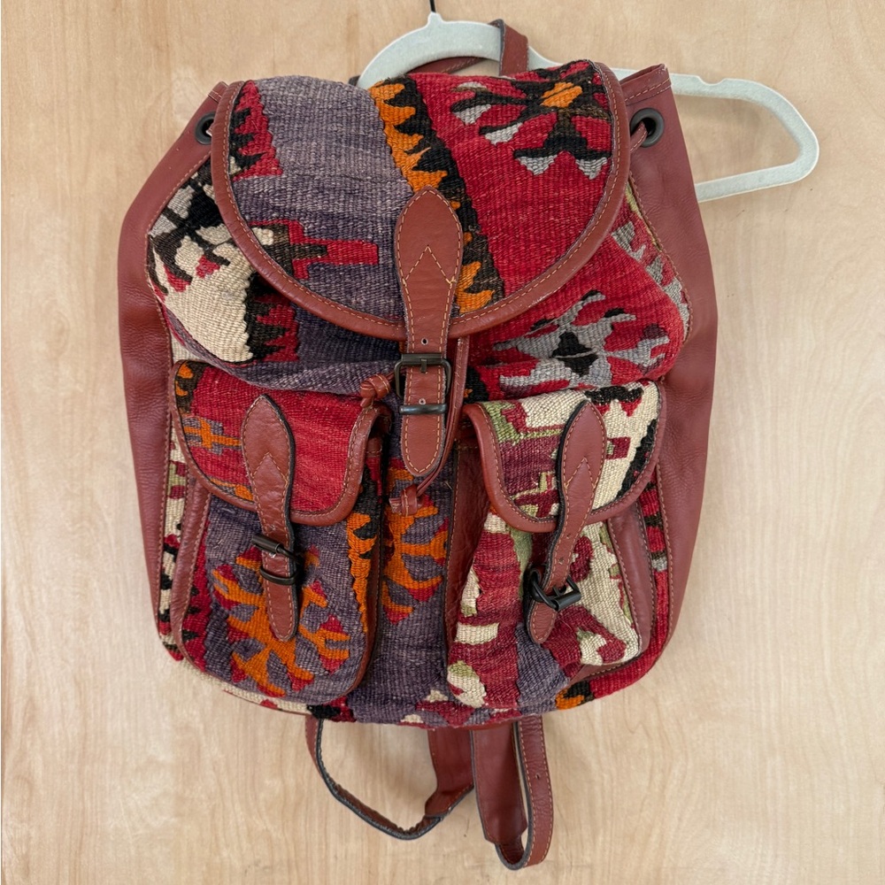 Vintage Wool Patterned Women's Backpack - image 3